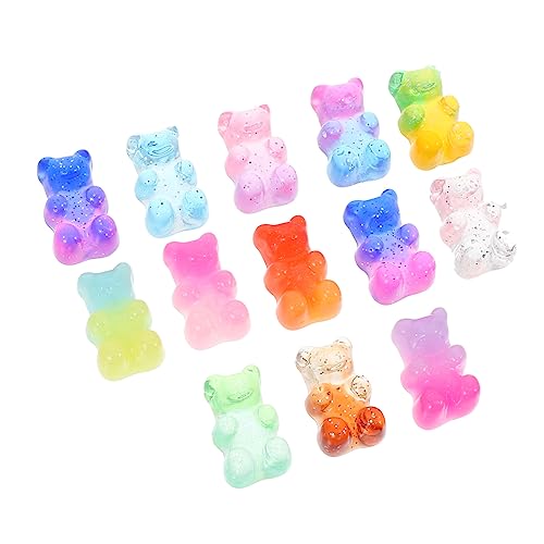 Holibanna 100Stücke Glitter Pulver Bär Charme DIY Harz Bastelzubehör Für Handyhüllen Transparente Füllmaterialien Für Projekte Mischfarben von Holibanna
