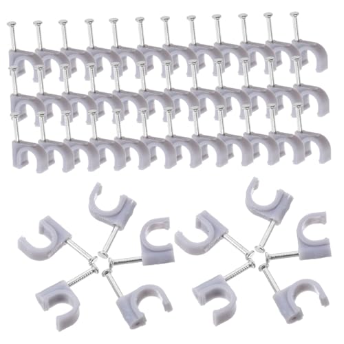 Holibanna 100Stücke Kabelklammern mit Stahlnagel Kabelklammern für Einfache Installation Drahtklammern für Ethernet Kabel Klemme Langlebige Kabelbefestigungen Graue Kabelclips von Holibanna