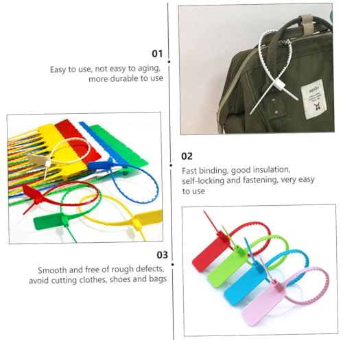Holibanna 100Stücke Kunststoffmanipulationsdichtung Selbstverriegelnde Kofferanhänger für Logistikverpackungen Farbe Zufällig Hochwertige und Langlebige Sicherheitslösung von Holibanna