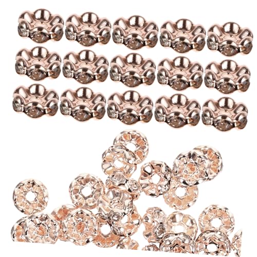 Holibanna 100Stücke Roségold Abstandshalterperlen DIY Schmuckherstellung Glänzende Strassperlen für Armbänder und Leicht und Langlebig von Holibanna