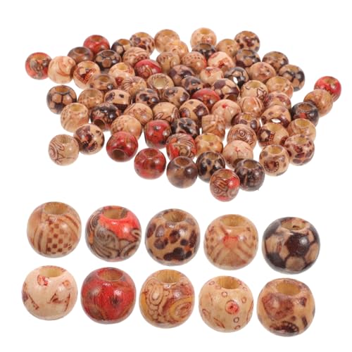 Holibanna 100Stücke Vintage Holzperlen Runde DIY Schmuckperlen für Armbänder und Bastelprojekte Mix Set für Designs von Holibanna