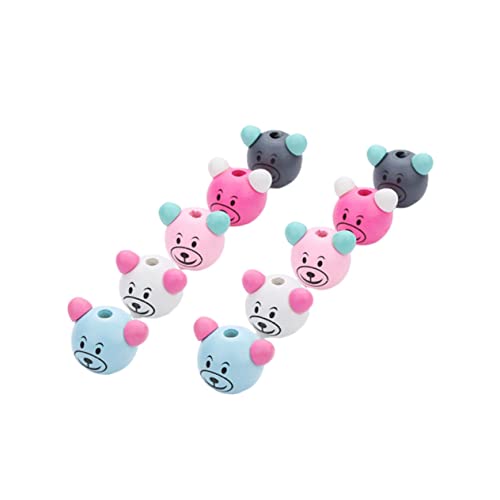 Holibanna 10Stücke Farbige Holzperlen Tierköpfe für DIY Schmuck Bastelzubehör Tierköpfe für Armbänder und Dekoration Zufällige Farben von Holibanna