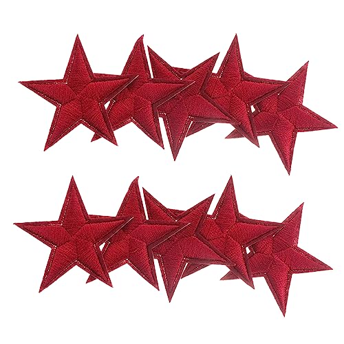 Holibanna 10Stücke Rote Sternstickerei Patches Für Kleidung Dekorative Aufnäher Für T Shirts Und Jeans Fünfzackige Sternflecken Zum Aufbügeln von Holibanna