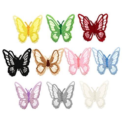 Holibanna 10Stücke Schmetterling Stickerei Patches zum Aufbügeln Vielseitige Applikationen für Kleidung Taschen und DIY Projekte zum Flicken und Dekorieren von Holibanna