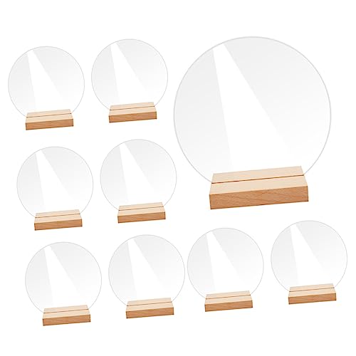 Holibanna 10Stücke Transparente Tischnummern Mit Holzsockel Für Hochzeiten DIY Tischdekoration Rund Personalisierbare Namensplatten Für Empfang Und Feiern von Holibanna
