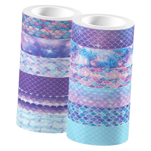 Holibanna 12 Rollen Meerjungfrau Washi Tape Farbverlaufendes Transparentes DIY Bastelband Dekoratives Planer Klebeband für Scrapbooking Geschenkverpackung Vielseitige Selbstklebende von Holibanna