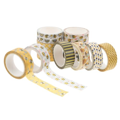 Holibanna 12 Rollen Teiliges Washi Tape Set Bienenmuster Dekoratives Klebeband für Scrapbooking Journaling DIY Basteln Transparente Klebefreie Rückstände Langlebig Klare Farben von Holibanna