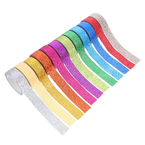 Holibanna 12 Rollen Washi Tape Bunte Diy Klebebänder Pastellfarben mit Glitzer für Scrapbooking Planer und Kreative Bastelprojekte von Holibanna