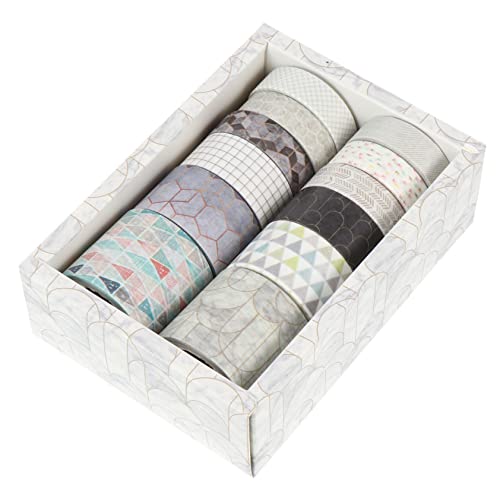 Holibanna 12 Rollen Washi Tape Diy Klebeband für Scrapbooking Notizbücher und Kreative Dekoration Geometrische Muster Leicht Abziehbar Rückstandslos Langlebig für Handarbeiten und Journaling von Holibanna