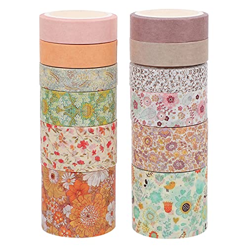 Holibanna 12 Rollen Washi Tape Papier Klebeband für Scrapbooking Dekoration Diy Projekte Frühlingsblumen Design für Feiertags Dekorationen und Handprojekte von Holibanna