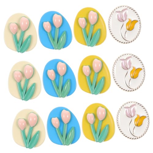 Holibanna 12 Stück Bunte Tulpenknöpfe Dekorative Knöpfe für Nähen DIY Kleidung Hübsche Knöpfe für Shirts Hüte Taschen und Mehr von Holibanna