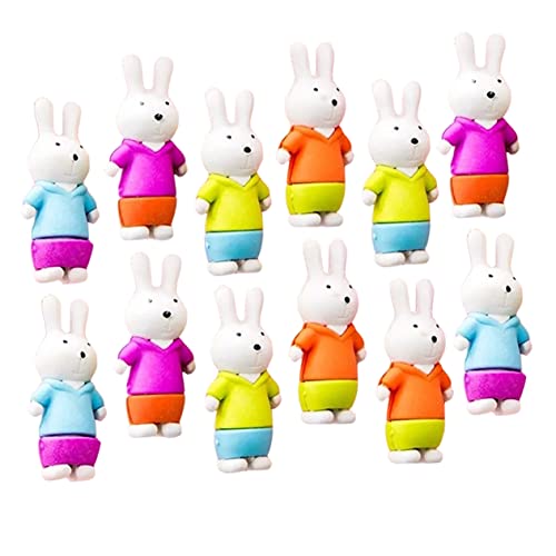 Holibanna 12 Stück Cartoon Tier Radiergummis Süße Hasen Radierer für für Klassenzimmer und Partys Sicher und Langlebig Zufällige Farbe von Holibanna