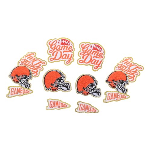 Holibanna 12 Stück Dekorativer Rugby-Aufnäher helm aufkleber Fußball-Aufnäher Fußball-Flicken zum Aufbügeln Hutflicken zum Aufbügeln kleine Flicken zum Aufbügeln -Patches Stoff Orange von Holibanna