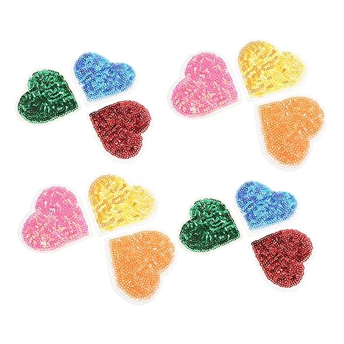 Holibanna 12 Stück Teiliges Aufbügler Herz Patches mit Glitzer Bestickte Applikationen für Kleidung DIY Reparatur und Dekoration von Jacken Schuhen Taschen Langlebig und Praktisch von Holibanna