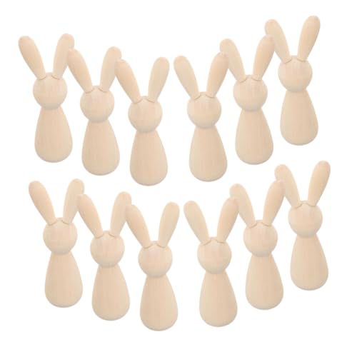 Holibanna 12 Stück Teiliges DIY Unbemalte Holzhasen zum Bemalen Robuste Osterdekorationen aus Holz Glatte Oberfläche Sicher für Vielseitige Tischdeko und für Frühling und Festtage von Holibanna