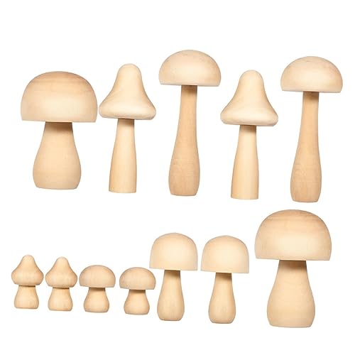 Holibanna 12 Stück Teiliges Holz Pilz Dekor für DIY Malspaß Naturbelassene Bastelpilze in Verschiedenen Glatte Oberfläche Robustes Holzmaterial zum Bemalen und Dekorieren von Holibanna