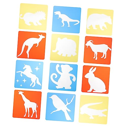 Holibanna 12 Stück Wiederverwendbare Malschablonen für Teiliges mit Bunten Tiermotiven Zeichenvorlage für Kreative Bastelprojekte und Spielerisches Lernen von Holibanna
