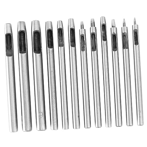 Holibanna 12-Teiliges Set leder locher Tüllen-Werkzeugsatz Cutter Puncher Gürtellocher Stanzen Lederstanzgerät Ösenausrüstung Lederwerkzeuge legierter Stahl Silver Holibanna 12-Teiliges Set leder locher Tüllen-Werkzeugsatz Cutter Puncher Gürtellocher Stanzen Lederstanzgerät Ösenausrüstung Lederwerkzeuge legierter Stahl Silver von Holibanna