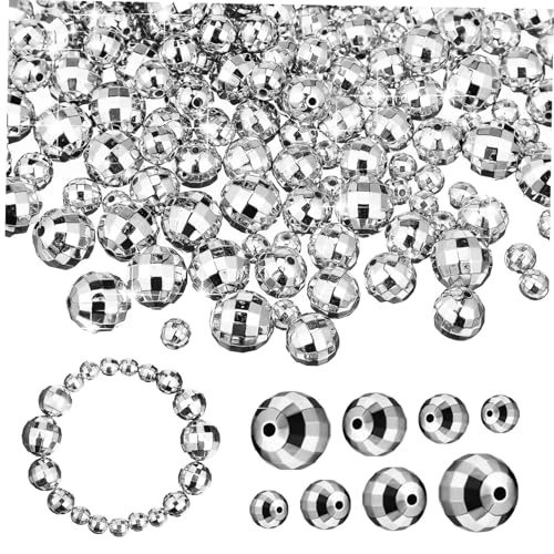 Holibanna 120 Stück Acrylperlen metallisch funkeln Reiz klein Mini-Disco-Kugeln Lieferungen schmuck runde Abstandsperlen Disco-Perlen Perlenkette Armband-Perlen-Anhänger Spacer Perlen von Holibanna