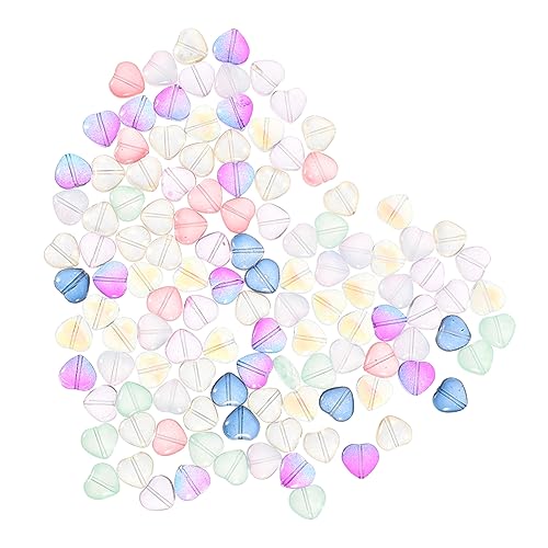 Holibanna 120 Stück Teiliges Herz Form Glasperlen für DIY Schmuckherstellung Bunte Mixfarbe Langlebige Glasperlen für Armbänder Halsketten Charms und Bastelprojekte von Holibanna