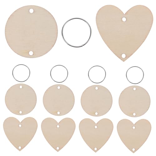 Holibanna 120 Stück Teiliges Runde und Herzförmige Holzscheiben mit Löchern und Schlüsselringen DIY Holzanhänger für Geburtstagskalender Hängender Kalender Kreative Wanddekoration und von Holibanna