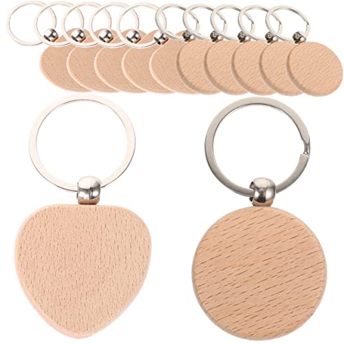 Holibanna 12Stücke Holz Schlüsselanhänger Blanko DIY Rohlinge Für Bastelarbeiten Unbehandelter Holzschlüsselanhänger Für Dekoration Naturholz Schlüsselanhänger Sets von Holibanna