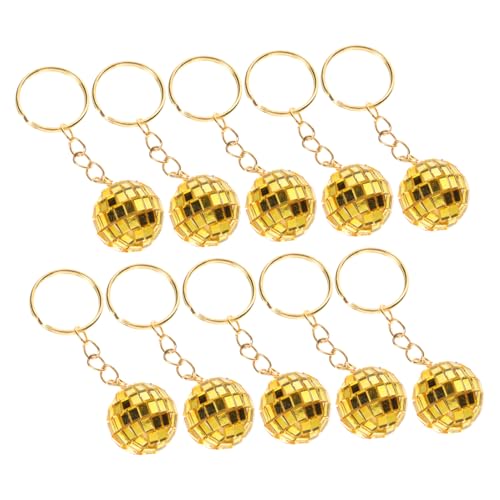 Holibanna 12Stücke Mini Disco Ball Schlüsselanhänger Spiegelkugel Schlüsselanhänger Für Jahre Disco Partys Retro Partyaccessoires Autodekoration Glitzer Kugeln Goldene Farbe von Holibanna