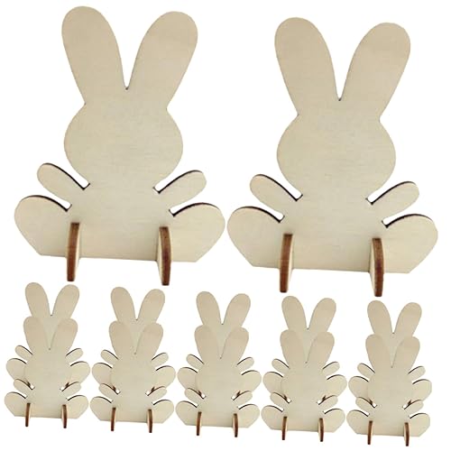 Holibanna 12Stücke Osterhasen Holzfiguren Zum Bemalen DIY Dekoration Für Ostern Und Kreative Bastelprojekte Massive Holzbretter Für Erwachsene von Holibanna