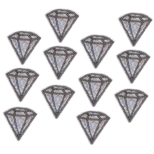 Holibanna 12Stücke Pailletten Patches im Diamantmuster Kreative Applikationen zur Verschönerung von Kleidung Taschen und Bastelarbeiten Selbstklebend und Dekorativ von Holibanna