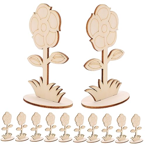 Holibanna 12Stücke Unfertige Holzblumen zum Basteln DIY Holzblumen für Dekoration für Tischdeko Hochzeitsdekoration und Kinderhandwerk von Holibanna