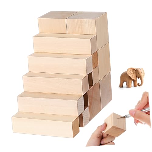 Holibanna 13 Stück Teiliges Basswood Schnitzholz Massivem Lindenholz Feinkörnige Holzblöcke zum Schnitzen Basteln und Diy-projekte Leicht zu Bearbeiten für Kunst Handwerk und Holzarbeiten von Holibanna
