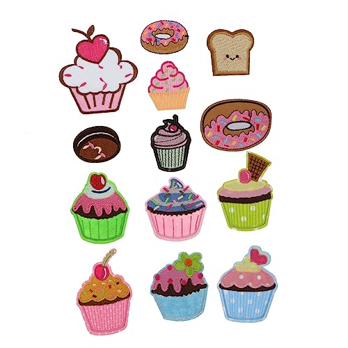 Holibanna 13 Stück Teiliges Cartoon Kuchen Stoffpatches Aufnäher zum Aufbügeln für DIY Kleidungsdekoration Bestickte Flicken zum Reparieren und Verzieren von Kleidung von Holibanna