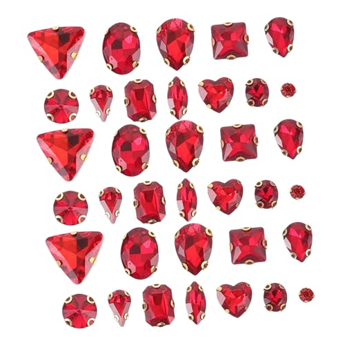 Holibanna 130 Stück Glasklauenbohrer Nähen für Nägel Kleidung bunt multi Glas Strass bastelt Strasssteine Glitzer -Strasssteine Glas Krallen Strass dekorativer Strass rot von Holibanna