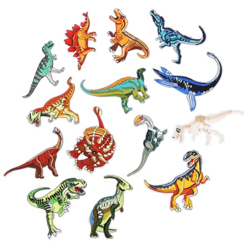 Holibanna 14 Stück Teiliges Dinosaurier Stickerei Patches zum Aufbügeln Dekorative Stoffflicken für DIY Kleidung Langlebige Hautfreundliche Aufnäher zum Nähen und Reparieren von Pullovern von Holibanna
