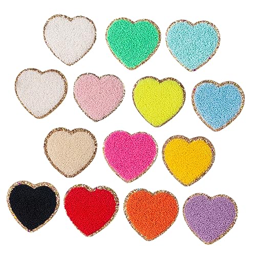 Holibanna 14 Stück Teiliges Herzförmige Patches Selbstklebende Deko Patches für Kleidung Hüte und Taschen Hautfreundlich und Langlebig zum Verzieren und Reparieren von Holibanna