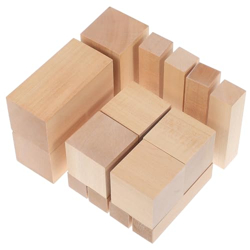 Holibanna 15 Stück Teiliges Holzklötzchen zum Basteln Rechteckige und Quadratische Holzstücke für Kreative DIY Projekte Vielseitige Schnitzblöcke für Anfänger und Erfahrene von Holibanna
