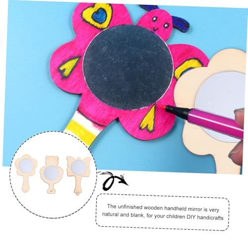 Holibanna 15 Stück Teiliges Mini holzspiegel Bemalen Leichte DIY kinderspiegel aus Naturbelassenem Holz Verschiedene Formen Tragbar für Originelles Basteln und Malen mit Kindern von Holibanna