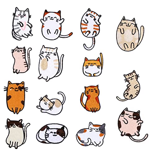 Holibanna 15 Stück Teiliges Set Katzen Patches zum Aufbügeln DIY Applikationen für Kleidung Taschen und Hüte zum Reparieren und Verzieren von Jeans und Shirts von Holibanna
