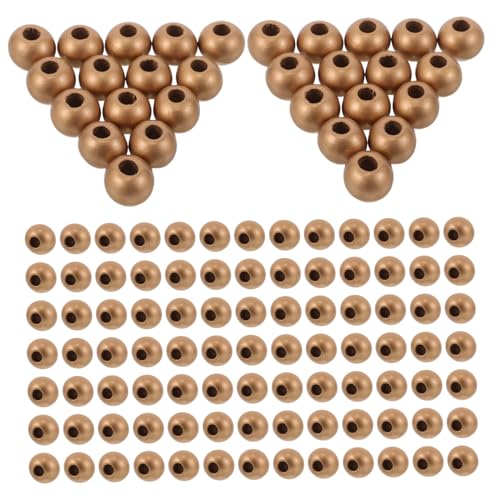 Holibanna 150 Stück Holzperlen Großes Loch Runde Naturfarbene Holzperlen Für DIY Schmuck Basteln Armbänder Halsketten Schlüsselanhänger Zubehör von Holibanna