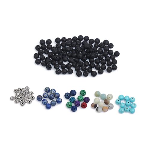 Holibanna 160 Stück Teiliges Naturstein und Kunststein Perlen Set mit Zinklegierung Abstandshaltern Inkl Weißem Kristallfaden DIY Schmuck Zubehör für Armband Halskette Ohrringe Bastelperlen von Holibanna
