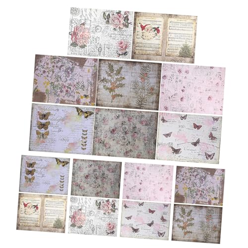 Holibanna 16Stücke Teiliges Vintage Scrapbook Dekorative Papiere Für DIY Handgemachte Grußkarten Journaling Fotoalben Vielseitige Bastelmaterialien Für Projekte von Holibanna