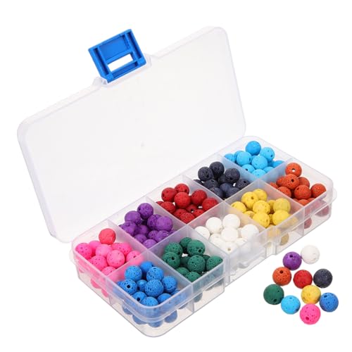Holibanna 180 Stück Natürliche Runde Lava Perlen Farben Schmuck Basteln Spacer Perlen für Armbänder und DIY Projekte von Holibanna