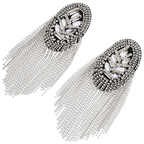 Holibanna 1Paar Silberne Schulterklappen mit Quaste und Strass Schulterabzeichen für Blazer und Zubehör für Bühnenauftritte und Partys Holibanna 1Paar Silberne Schulterklappen mit Quaste und Strass Schulterabzeichen für Blazer und Zubehör für Bühnenauftritte und Partys von Holibanna