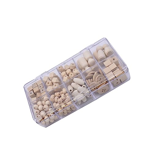 Holibanna 1Packung DIY Holzperlen mit Verschiedenen Formen Abstandsperlen für Schmuckherstellung und Bastelprojekte Praktischer Kunststoffbox zur Aufbewahrung von Holibanna