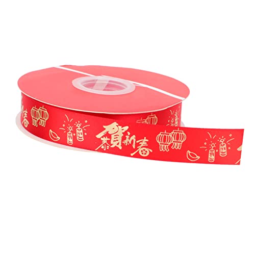 Holibanna 1Roll Frühlingsfestgeschenkverpackungsband empfindlich Geschenkpaketband Wickelband Jahr Dekorationen rustikal Party weißes Band chinesisches neujahrsband Polyester rot von Holibanna