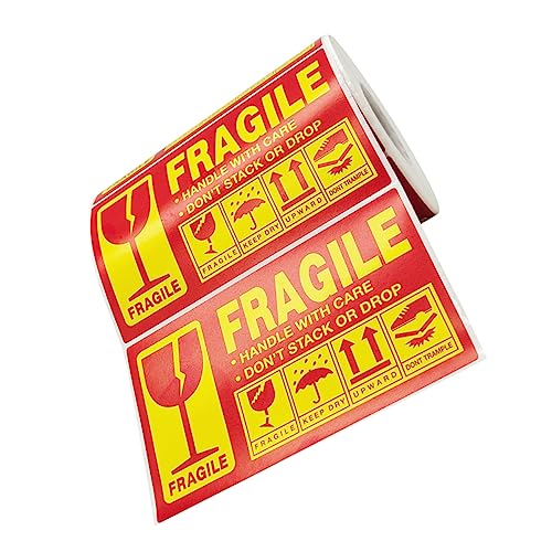 Holibanna 1Rolle Fragile Warnetiketten Selbstklebende Versandaufkleber für Sichere Handhabung Vorsicht Label Aufkleber für Zerbrechliche Sendungen Einfach zu Verwenden von Holibanna