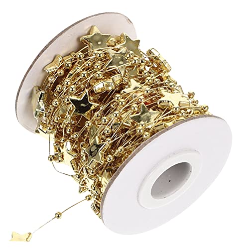 Holibanna 1Rolle Sternperlen Schnur Dekorative Perlenkette für Feiertage DIY Armbänder und Partydekorationen Goldene Fünfzackstern Perlen für Bastelprojekte von Holibanna