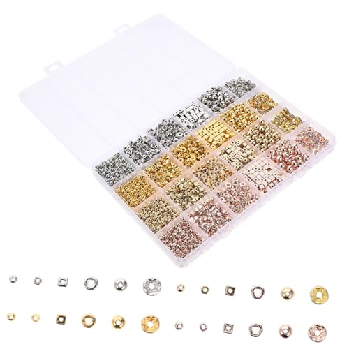 Holibanna 1Satz Abstandshalterperlen für Schmuckherstellung Goldperlen Flache Strassperlen für Armbänder und Halsketten DIY Bastelperlen für Projekte von Holibanna