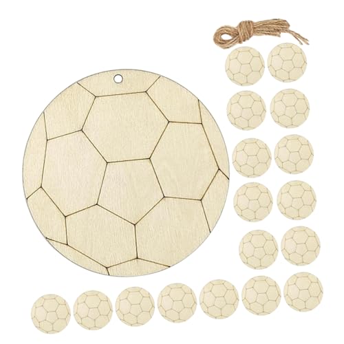 Holibanna 1Satz DIY Fußball Holzausschnitte Unfertige Holzscheiben für Bastelprojekte Fußballpartys und zur Dekoration Leicht zu Bemalen von Holibanna
