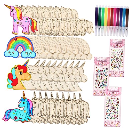 Holibanna 1Satz DIY Holzfiguren Unlackierte Einhorn und Holzausschnitte zum Basteln Dekoration für Wohnzimmer und Kinderzimmer Naturholz Einfach zu Gestalten von Holibanna